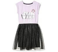 Amazon Essentials Disney | Marvel | Star Wars Vestidos tutú de Punto con Manga Corta - Colores interrumpidos Niña, Morado Negro Logotipo de Star Wars, 6-7 años