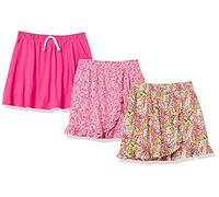 Amazon Essentials Falda Pantalón de Punto con Cintura Elástica y Pantalones Cortos Transpirables Integrados Niña, Pack de 3, Rosa Floral, 5 años