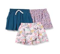 Amazon Essentials Falda Pantalón de Punto con Cintura Elástica y Pantalones Cortos Transpirables Integrados Niña, Pack de 3, Azul Marino Floral, 5 años