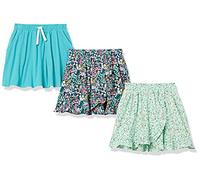 Amazon Essentials Falda Pantalón de Punto con Cintura Elástica y Pantalones Cortos Transpirables Integrados Niña, Pack de 3, Cian Oscuro, 5 años