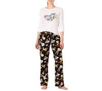 Amazon Essentials Harry Potter | Looney Tunes Conjunto para Dormir Ligero con Pantalón de Franela y Camiseta de Manga Larga Mujer, Pandilla de Looney Tunes - Mujer, S