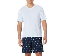 Amazon Essentials Hombre Conjunto de Pantalón Corto de Pijama de Popelina de Algodón con Camiseta de Algodón