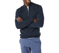 Amazon Essentials Jersey 100% de Algodón con Cremallera de un Cuarto Hombre, Azul Marino, L