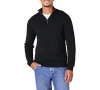 Amazon Essentials Jersey 100% de Algodón con Cremallera de un Cuarto Hombre, Negro, M
