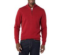 Amazon Essentials Jersey 100% de Algodón con Cremallera de un Cuarto Hombre, Rojo, M