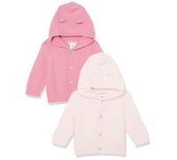 Amazon Essentials Jersey con Capucha Unisex Bebés, Pack de 2, Rosa Claro/Rosa Magenta Viejo, 0-3 Meses