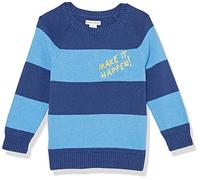 Amazon Essentials Jersey con Cuello Redondo Niño, Azul Azul Marino Raya de Rugby, 5 años
