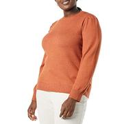 Amazon Essentials Jersey con Cuello Redondo y Hombros Plisados de Tacto Suave Mujer, Caramelo, S