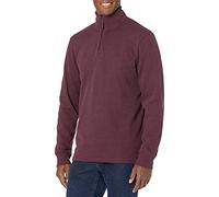 Amazon Essentials Jersey de Canalé Francés con Cremallera de un Cuarto Hombre, Burdeos Mezcla, M