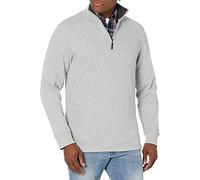 Amazon Essentials Jersey de Canalé Francés con Cremallera de un Cuarto Hombre, Gris Claro Mezcla, S