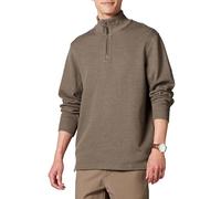 Amazon Essentials Jersey de Canalé Francés con Cremallera de un Cuarto Hombre, Marrón Mezcla, M