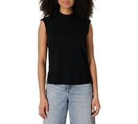 Amazon Essentials Jersey de Cuello Alto, Manga Casquillo y Corte Recto Mujer, Negro, L