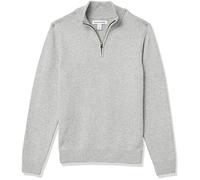 Amazon Essentials Jersey de Manga Larga con Cremallera de un Cuarto y Tacto Suave Hombre, Gris Claro, S