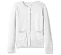 Amazon Essentials Jersey Tipo Cárdigan de Corte Ajustado con Cuello Redondo Niñas, Blanco, 3 años