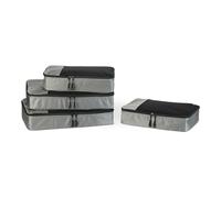 Amazon Essentials Juego de 4 Cubos para Viaje, Organizador de Equipaje con Doble Cremallera, Parte Superior de Malla, 100% Poliéster, 2 Mediano/2 Grande, Gris (anteriormente Amazon Basics)