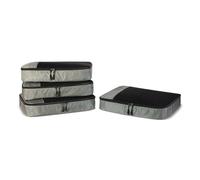 Amazon Essentials Juego de 4 Cubos para Viaje, Organizador de Equipaje con Doble Cremallera, Parte Superior de Malla, 100% Poliéster, Grande, Gris (anteriormente Amazon Basics)