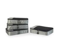Amazon Essentials Juego de 4 Cubos para Viaje, Organizador de Equipaje con Doble Cremallera, Parte Superior de Malla, 100% Poliéster, Mediano, Gris (anteriormente Amazon Basics)