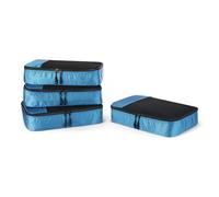 Amazon Essentials Juego de 4 Cubos para Viaje, Organizador de Equipaje con Doble Cremallera, Parte Superior de Malla, Poliéster, Mediano, Celeste (anteriormente Amazon Basics)