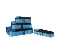 Amazon Essentials Juego de 4 Cubos para Viaje, Organizador de Equipaje con Doble Cremallera, Parte Superior de Malla, 100% Poliéster, Pequeño/Mediano/Grande/Delgado, Celeste (antes Amazon Basics)