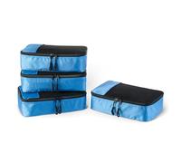 Amazon Essentials Juego de 4 Cubos para Viaje, Organizador de Equipaje con Doble Cremallera, Parte Superior de Malla, Poliéster, Pequeño, Celeste (anteriormente Amazon Basics)