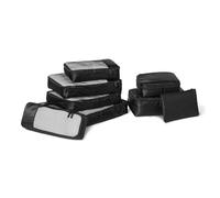 Amazon Essentials Juego de 8 Cubos de Equipaje para Viajes, Organizador de Equipaje con Doble Cremallera, 100% Poliéster, Varias Dimensiones, Negro