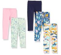 Amazon Essentials Leggings - Colores interrumpidos Niña, Pack de 5, Azul Marino/Rosa/Camuflaje/Ciencia/Monstruo, 8 años