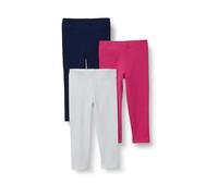 Amazon Essentials Leggings Niña, Pack de 3, Azul Marino Mezcla/Frambuesa/Blanco, 8-9 años