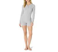 Amazon Essentials Mono de Manga Larga en Mezcla de Algodón Acanalado para Descansar Mujer, Gris Chiné Moyen, M