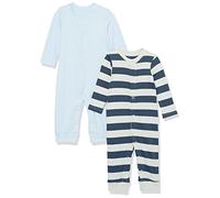 Amazon Essentials Mono sin pies de algodón orgánico (anteriormente Amazon Aware) Unisex Bebés, Pack de 2, Azul Rayas, Prematuro