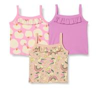 Amazon Essentials Niñas Camiseta Corta de Algodón, Paquete de 3, Malva/Manzanas/Unicornio, 10 años