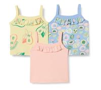 Amazon Essentials Niñas Camiseta Corta de Algodón, Paquete de 3, Rosa/Fruta Tropical, 8 años