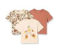 Amazon Essentials Niños Camisetas de algodón, Paquete de 3, Caras de Tigre/Terracota/Yeti, 6-7 años