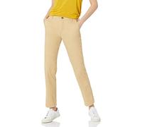 Amazon Essentials Pantalón chino de sarga elástico de pierna recta para mujer, corte entallado, color marrón caqui, talla 16