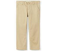 Amazon Essentials Pantalón chino de uniforme frontal plano para niña con elástico ajustable, color marrón caqui, talla 8
