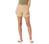 Amazon Essentials Pantalón Corto Caqui de Talle Medio Ajustado y con Entrepierna de 13 cm (Disponible En Cortes Rectos y Curvos) Mujer, Marrón Caqui, 38-40