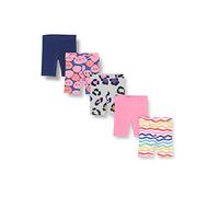 Amazon Essentials Pantalón Corto de Ciclismo de Altura Media Niña, Pack de 5, Azul Fresas/Azul Marino/Blanco Estampado de Arcoíris/Gris Guepardo/Rosa, 4 años