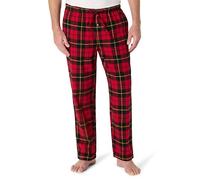 Amazon Essentials Pantalón de Pijama de Franela Transpirable (Disponible en Tallas Grandes y Altas) Hombre, Rojo Cereza Negro Cuadros Escoceses, 4XL Grande