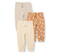Amazon Essentials Pantalones con Cintura Elástica de Algodón Unisex Bebés, Pack de 3, Gris Topo/León Y Poni/Rayas, 6-9 meses