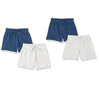 Amazon Essentials Pantalones Cortos de algodón sin Cordones - Colores interrumpidos Unisex Bebés, Pack de 4, Azul Marino/Azul Marino Efecto Lavado/Gris Claro/Gris Mezcla, 3-6 Meses