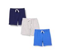 Amazon Essentials Pantalones cortos de algodón sin cordones - colores interrumpidos Unisex Bebés, Pack de 3, Azul/Azul Marino/Gris Mezcla, 3-6 meses