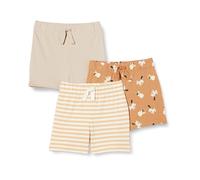 Amazon Essentials Pantalones cortos de algodón sin cordones Unisex Bebés, Pack de 3, Gris Topo/León Y Poni/Rayas, 18 meses