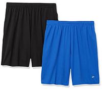 Amazon Essentials Pantalones Cortos de Entrenamiento de Corte Suelto de Alto Rendimiento para Gimnasio y Baloncesto Hombre, Pack de 2, Azul Real/Negro, L
