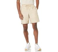 Amazon Essentials Pantalones Cortos de Senderismo con Cordón y Corte Holgado con Entrepierna de 20cm (Disponibles en Tallas Grandes) Hombre, Marrón Caqui Blanco Rayas, XS