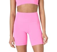 Amazon Essentials Pantalones Cortos Deportivos FormFlex para Ciclismo, Suaves, de Cintura Alta de 18 cm con Bolsillos Mujer, Rosa Flamenco, XXL