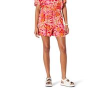 Amazon Essentials Pantalones Cortos Elásticos de Sarga Fluida, Tiro Alto y Corte Holgado (la Camisa se Vende por Separado) Mujer, Rojo Amapola Brillante Multi Folk Floral, S