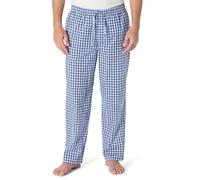 Amazon Essentials Pantalones de Pijama de Popelina de Algodón de Corte Recto con Cintura Elástica con Cordón Hombre, Azul Claro Blanco Cuadros Escoceses, L