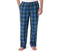 Amazon Essentials Pantalones de Pijama de Popelina de Algodón de Corte Recto con Cintura Elástica con Cordón Hombre, Azul Verde Cuadros Grandes, M
