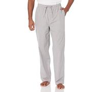 Amazon Essentials Pantalones de Pijama de Popelina de Algodón de Corte Recto con Cintura Elástica con Cordón Hombre, Gris Cuadros Escoceses, XXL