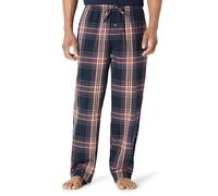 Amazon Essentials Pantalones de Pijama de Popelina de Algodón de Corte Recto con Cintura Elástica con Cordón Hombre, Azul Marino Cuadros Grandes, L