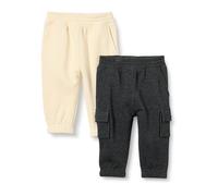 Amazon Essentials Pantalones Deportivos Cargo Bebé Niño, Pack de 2, Beige/Color Carbón, 3-6 meses
